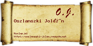 Oszlanszki Jolán névjegykártya